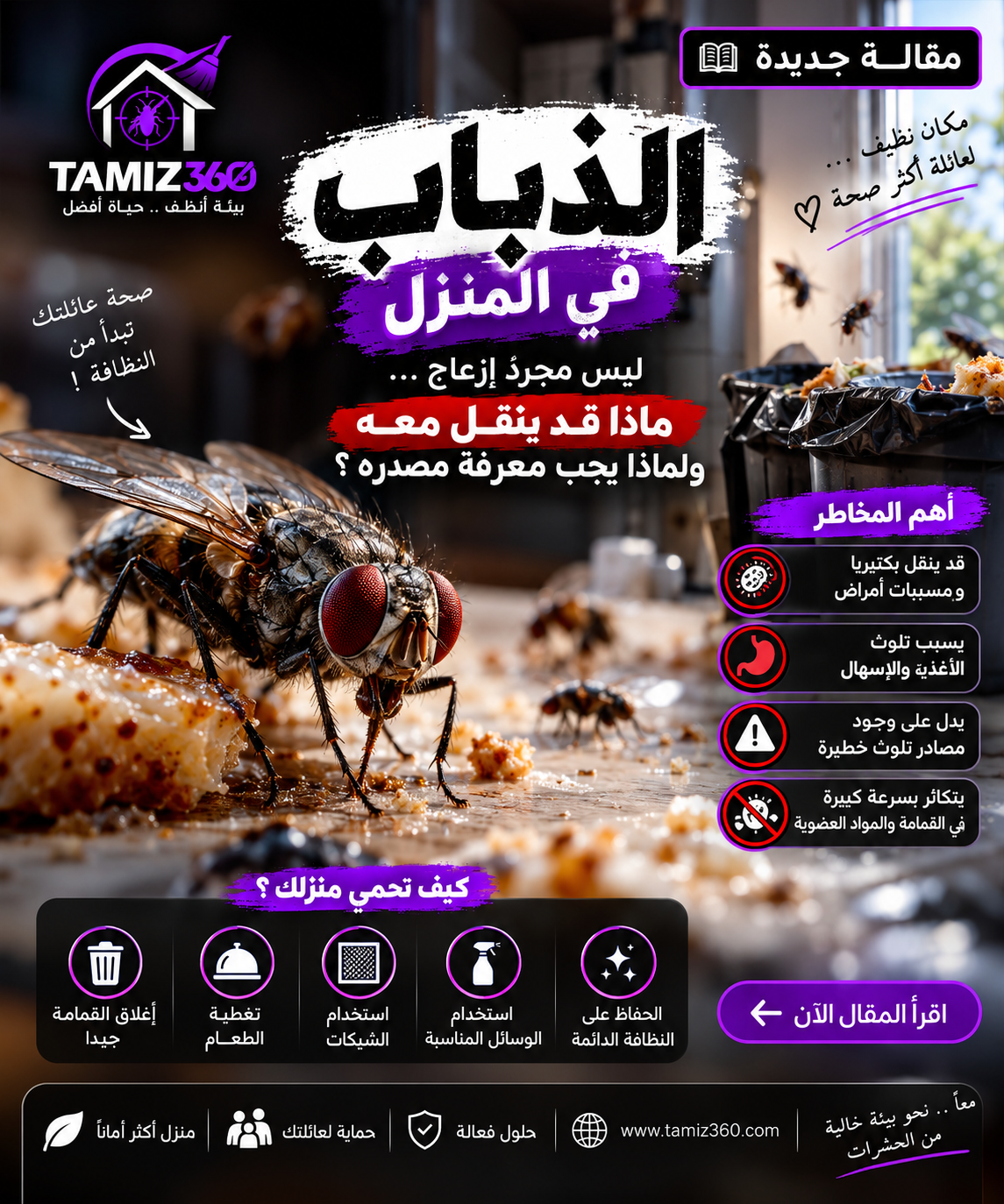 الذباب في المنزل: ليس مجرد إزعاج… ماذا قد ينقل معه ولماذا يجب معرفة مصدره؟