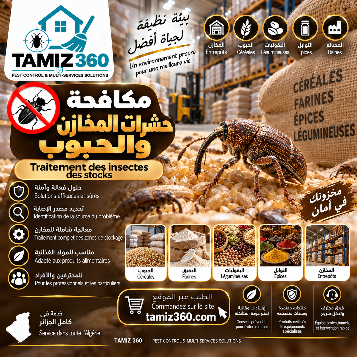 مكافحة حشرات المخازن والحبوب | Traitement des insectes des stocks