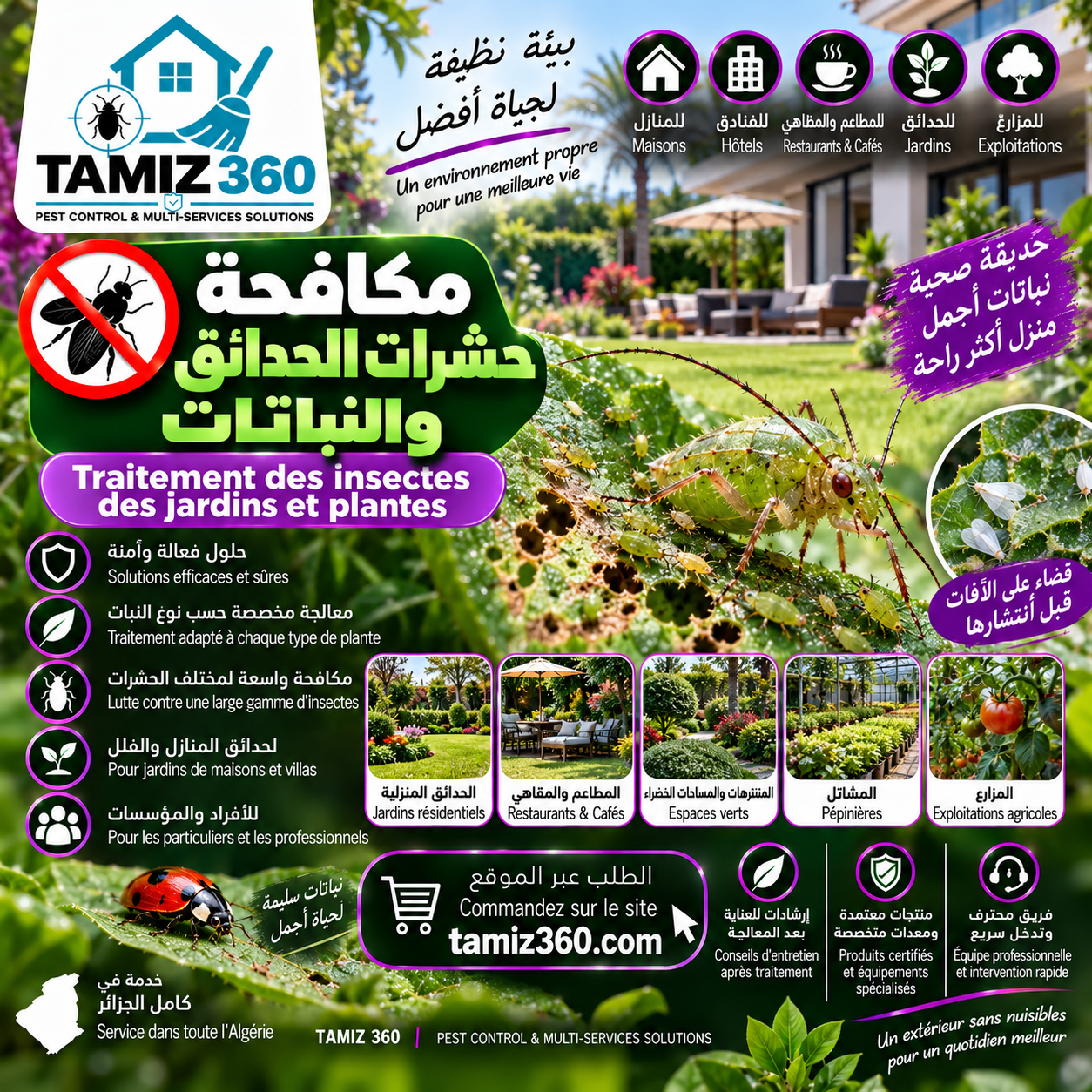 مكافحة حشرات الحدائق والنباتات | Traitement des insectes des jardins et plantes
