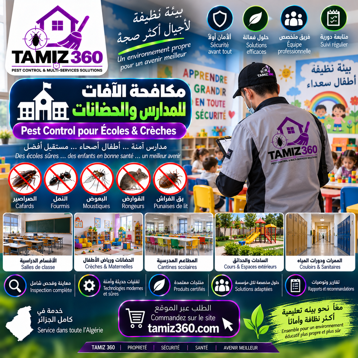 مكافحة الآفات للمدارس والحضانات  Pest Control pour Écoles & Crèches