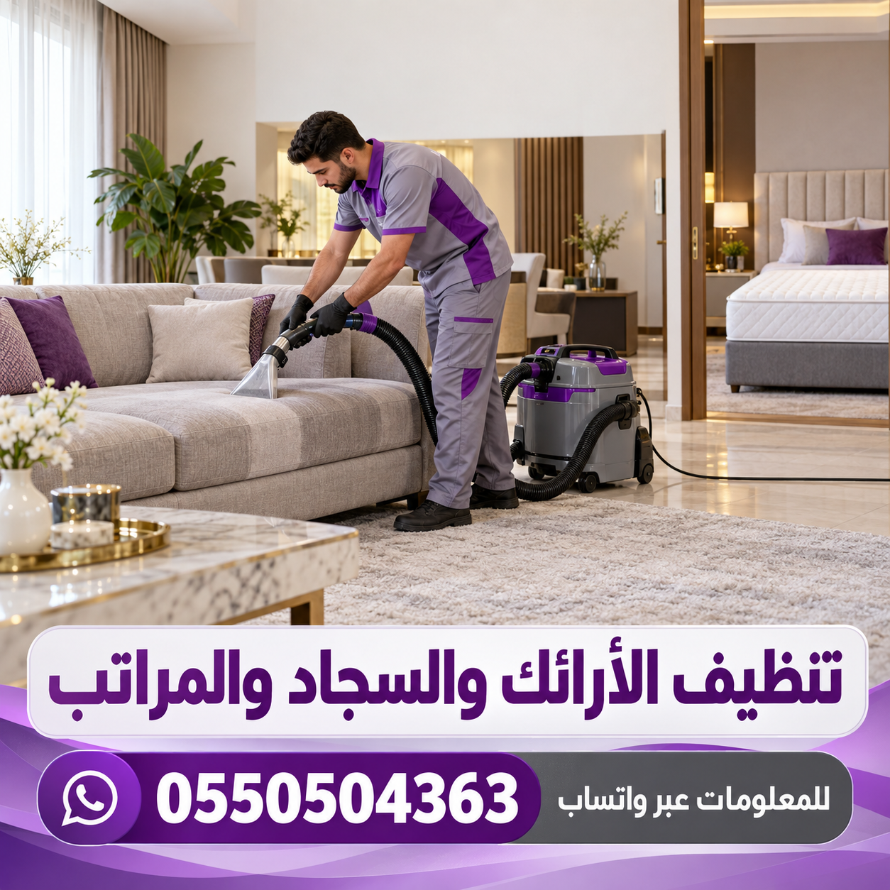تنظيف الأرائك والسجاد والمراتب